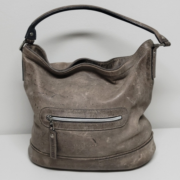 Longchamp Brown Distressed Antelope Leather Purse Made In France. - Picture 1 of 16